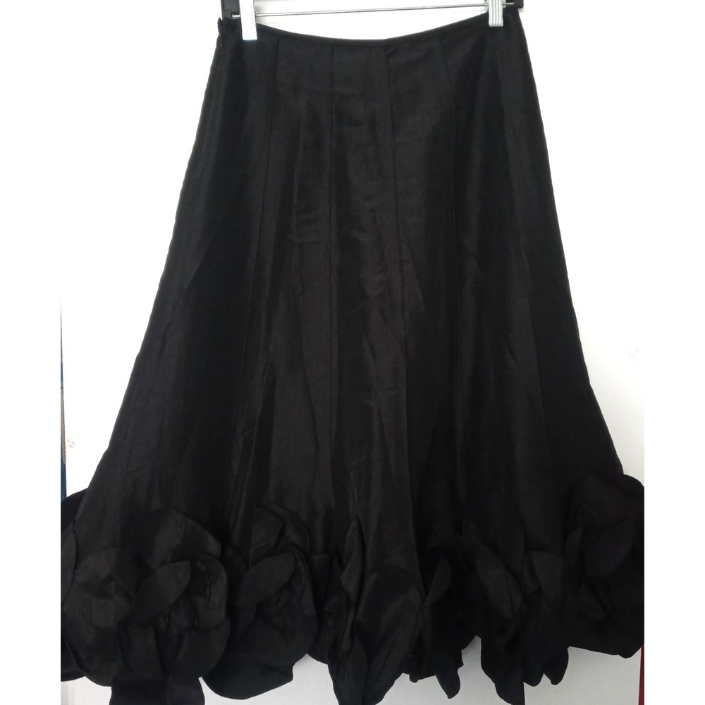 KM Collections Sz 6 Milla Bell Skirt Petal Hem Whimsy Goth Witchy Dark Black